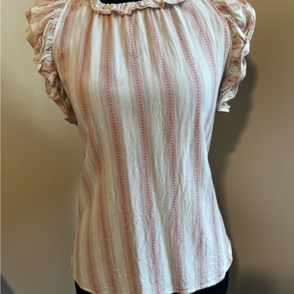 Striped Ruffle Sleeve Top - Picture 2 of 3